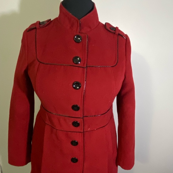 Gorgeous military style vibrant red longline peacoat xl - Picture 2 of 4